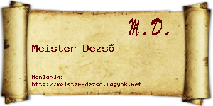 Meister Dezső névjegykártya